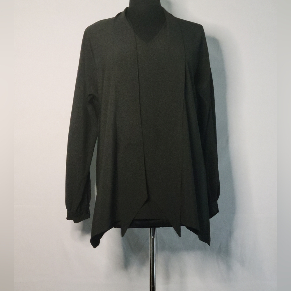 Blaque Label Elegant V-Neck Black Blouse With Attached Tie